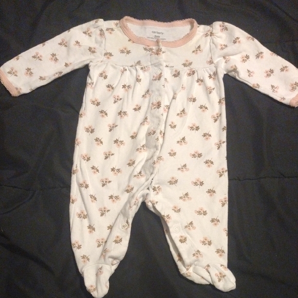 Carter's Other - Carter's White and Pink Footie One Piece with Animal Print​​